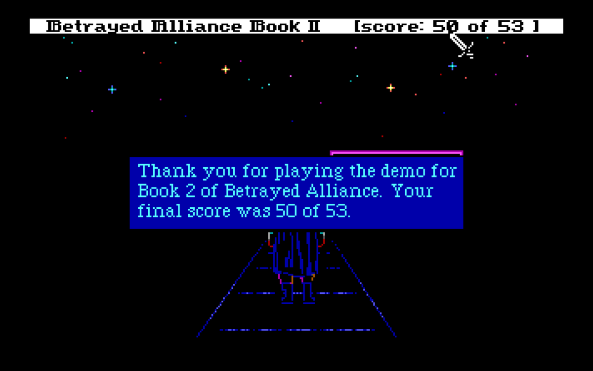 StairwayToRetro's tweet image. Ah ah! Looks like I&apos;m a bit better at #BetrayedAllianceBook2 than #BetrayedAllianceBook1 😀 I had a little help of @slattstudio though and I still need to find where I missed those 3 points!🧐

#BetrayedAlliance
#adventuregame
#dosgame