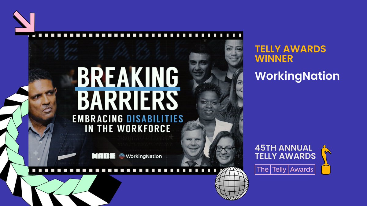 WorkingNation's tweet photo. Big news this week: 5 @TellyAwards for our 1st #BreakingBarriers TV special as we were filming a 2nd on #OlderWorkers (coming in June).

#DisabilityWorkforce: https://t.co/E3heWfKXiZ

#WeekInReview
@WABEatl @ScrippsNews @Ares_Management @Hari @DakotaAter @KEHearn @TarynsTake https://t.co/TZGhj8hAbp
