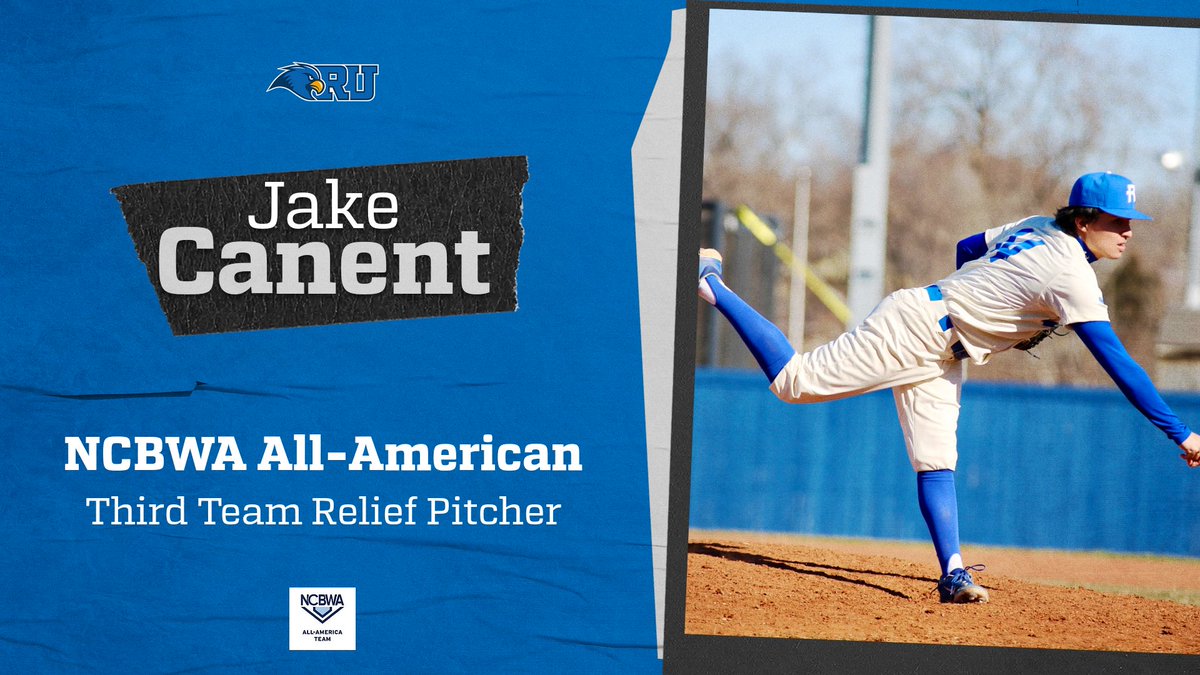 Senior relief pitcher Jake Canent was named to the National Collegiate Baseball Writers of America (NCBWA) Division II All-American Third Team.