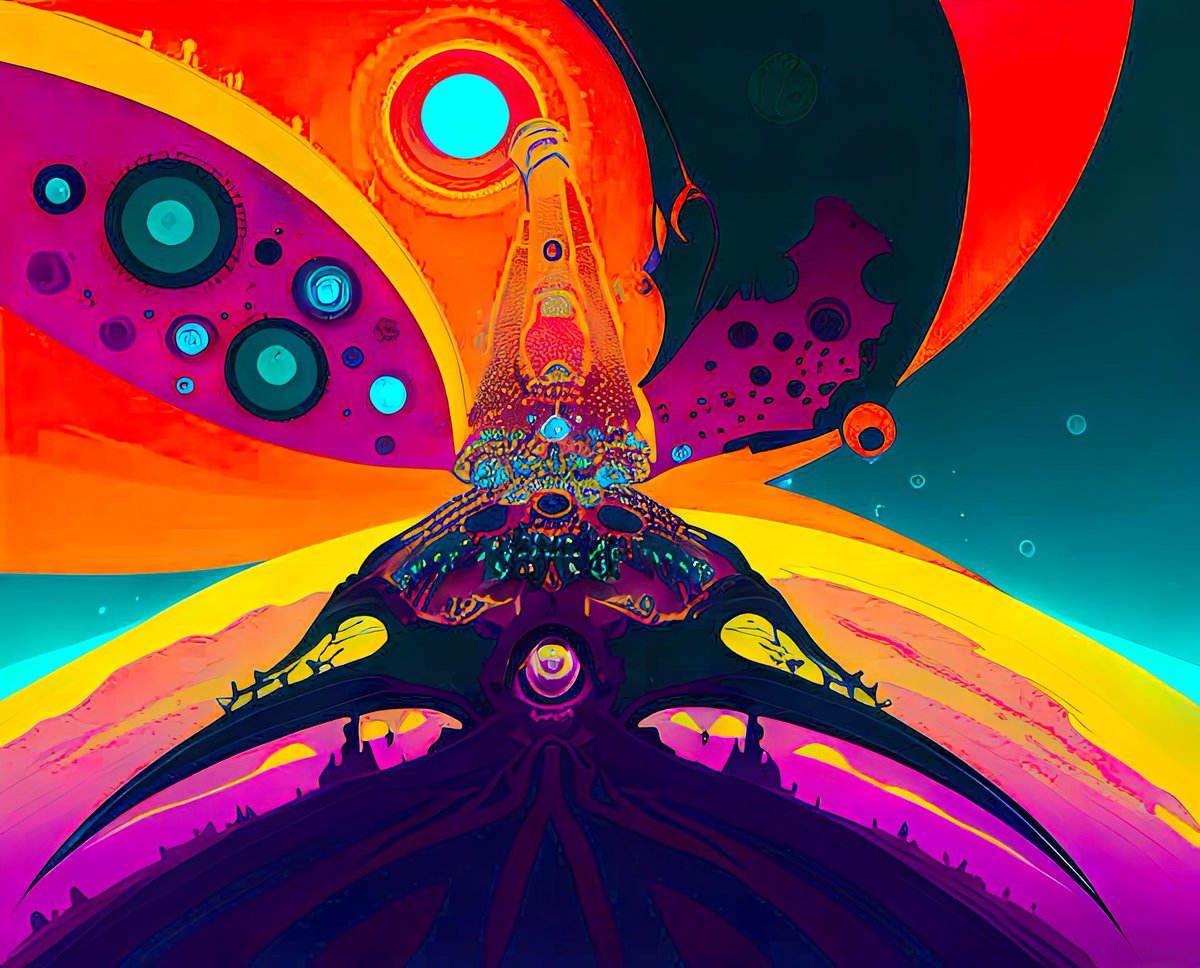 xalieri's tweet photo. Transmissions from a remote outpost, set 1. 3 of 3

#AbstractArtifactual #ComicsInspired #Psychedelia #ColorJoy #IComeHereForTheAmbience #WeirdArt #PsychologicalLandscape #ImSureItMustMeanSomething

#DarkArts #DigitalArt #AIAssistedArt #AIArt #WomboDream #StableDiffusion https://t.co/aVuNNBKmlP