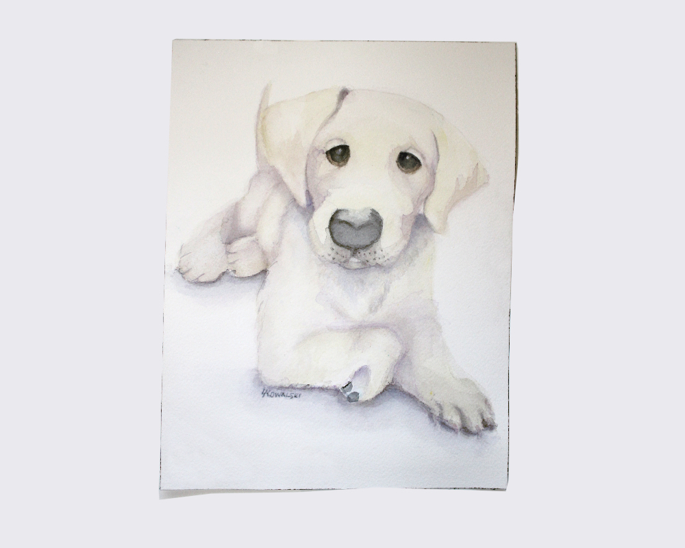Yellow Lab Puppy Watercolor Artwork Find him in my GoImagine shop! #labradorretriever #dogs #wallart #nursery #watercolorpainting #homedecor #officedecor #animallovers #shopsmall #supportsmallbusiness #SMILEtt23 #goimagine #SycamoreWoodStudio goimagine.com/labrador-retri…