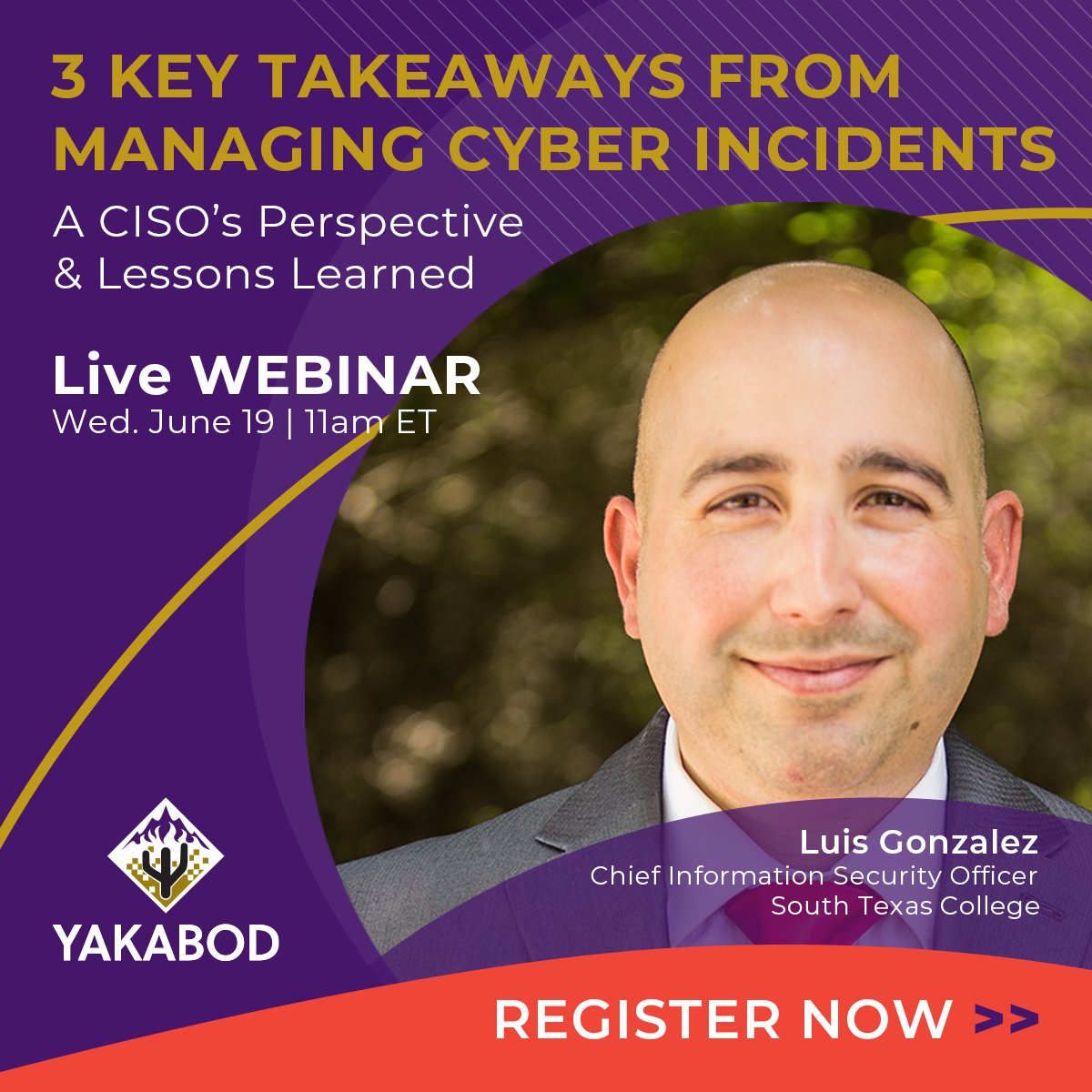 Yakabod's tweet photo. Join our webinar and hear real-world examples from Luis Gonzales, CISO at South Texas College, on how he navigates the challenges of managing cyber incident response and the important key lessons he learned. Register here: https://t.co/Px0XG34G8r #cyber  #incidentresponse https://t.co/W2tINvJ73F