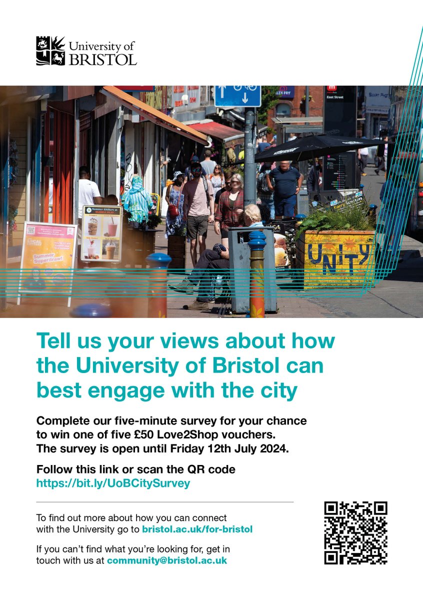 Stephen Dale (@stephenpdale) on Twitter photo Help <a href="/BristolUni/">University of Bristol</a> to better engage with the city by completing this 5-minute survey: bit.ly/UoBCitySurvey. For your chance to win a £50 Love2Shop voucher tell them what you know about their community engagement and what you think. Help <a href="/BristolUni/">University of Bristol</a> to better engage with the city by completing this 5-minute survey: bit.ly/UoBCitySurvey. For your chance to win a £50 Love2Shop voucher tell them what you know about their community engagement and what you think.