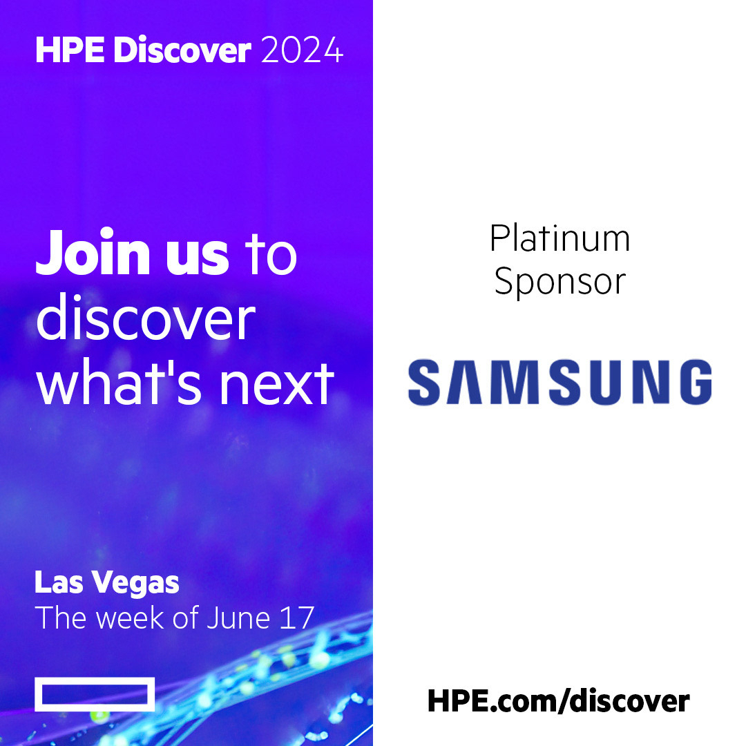 Powering the tools you use every day, Platinum Sponsor @SamsungDSGlobal is a world-leader in semiconductor technology. ⚡️ Visit them at Booth #2360 or during a demo at #HPEDiscover to learn how they're advancing tech and bringing imagination to life. ➡️ hpe.com/us/en/discover…