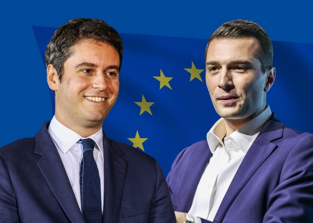 Vukuzman's tweet photo. Débat @GabrielAttal / @J_Bardella

Un spectacle entre deux politiciens qui...
➡️n'ont AUCUNE expérience professionnelle
➡️n'ont pas d'enfants
➡️sont totalement atlantistes et va-t-en guerre
➡️font de "com"
➡️ne font ou ne feront rien face aux graves crises que traverse la France. https://t.co/rUb2cnRrMw