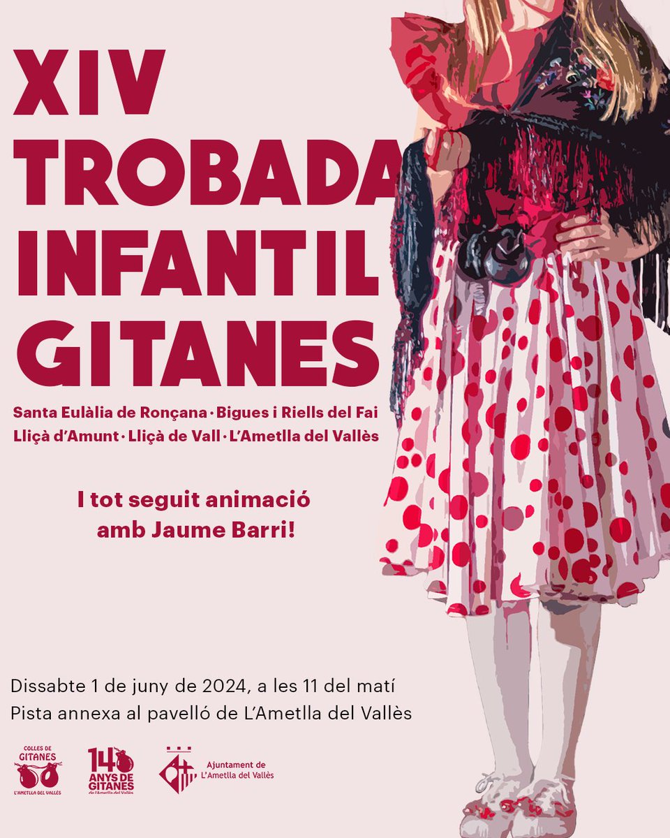 gitaneslametlla's tweet photo. 📣 Dissabte 1/6 us convidem a veure les colles infantils dels pobles veïns així com les nostres 😍

I després de la ballada gaudirem de l’animació d’en @JaumeBarri 🎊

Us hi esperem! 

#gitaneslametlla2024 #balldegitanes https://t.co/4tLWPQy0sd