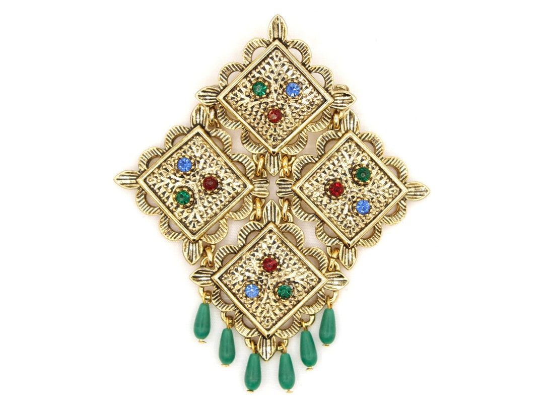 Sarah Coventry 'Temple-Lites' Brooch #vintage #jewelry #brooch #moghul #SarahCoventry #statement #designer #signed #FlotsamFromMichigan #etsyvintage buff.ly/3KzkoF7