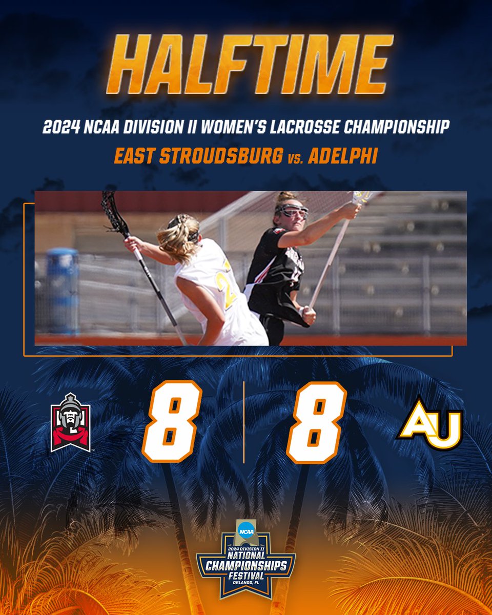 HALFTIME UPDATE🚨

<a href="/esulacrosse/">ESU Lacrosse</a> and <a href="/Adelphiwlax/">Adelphi Women's Lax</a> are tied 8-8 in semifinal game 1 of the #D2WLAX!

📺|📊 on.ncaa.com/D2WLAXsf1

#D2Festival