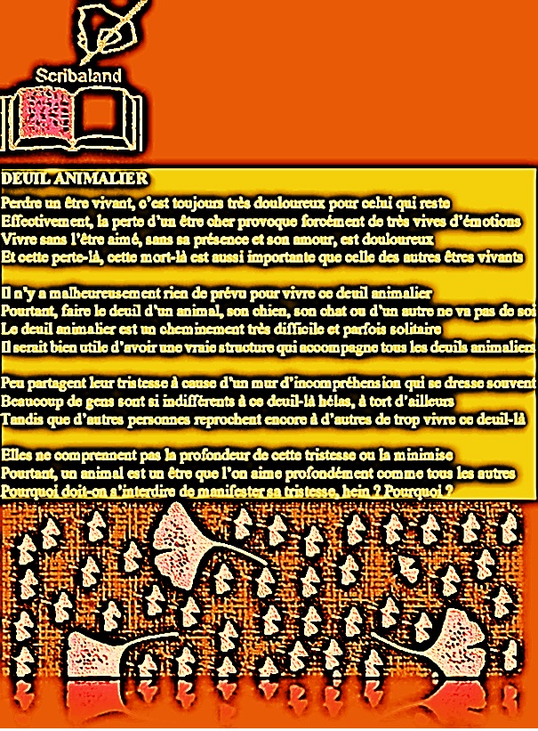 scribaland's tweet photo. #Scribaland DEUIL ANIMALIER
Et pas seulement canin!#ai #nft #UnknownTheSeries #chatgpt #quatrain #quatrains #radio #radios #art #realise #realisateur #realisateurs #realisatrice #realisatrices #redacteur #redacteurs #redactrice #redactrices #redaction #redactions #redige #rediger https://t.co/hYjDeLhFOA
