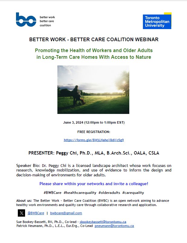 Dr. Sue Bookey-Bassett (@suebb934) on Twitter photo How can we keep Long-term care staff and residents healthy? Come join us for this upcoming webinar.
<a href="/northwoodRN/">Melissa Northwood</a>
<a href="/sherry_espin/">sherry espin</a>
<a href="/TMUNursing/">TMU NCU/CNSA</a>
<a href="/SarabethSilver1/">Sarabeth Silver</a> How can we keep Long-term care staff and residents healthy? Come join us for this upcoming webinar.
<a href="/northwoodRN/">Melissa Northwood</a>
<a href="/sherry_espin/">sherry espin</a>
<a href="/TMUNursing/">TMU NCU/CNSA</a>
<a href="/SarabethSilver1/">Sarabeth Silver</a>