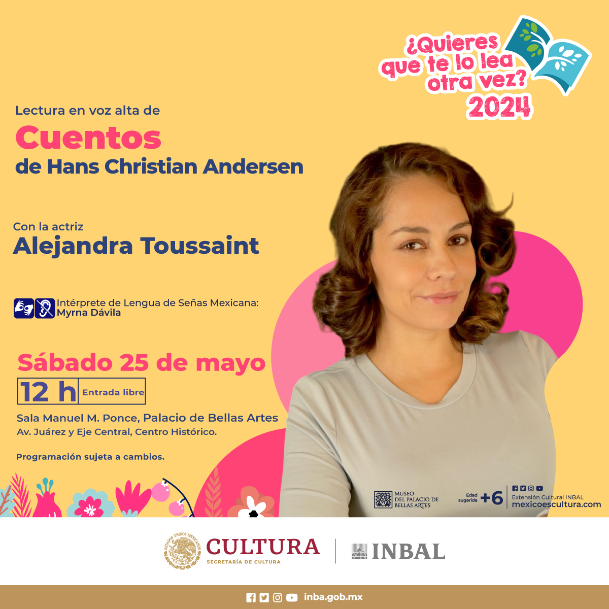 PalacioOficial's tweet photo. #90AniversarioPBA
@ExtensionINBAL  te invitan a la lectura en voz alta con cuentos de Hans Christian Andersen con la actriz Alejandra Toussaint, en esta sesión del ciclo "¿Quieres que te lo lea otra vez?"

🗓Sábado 25, 12 h
🎟#EntradaLibre https://t.co/hvUBaQef5o