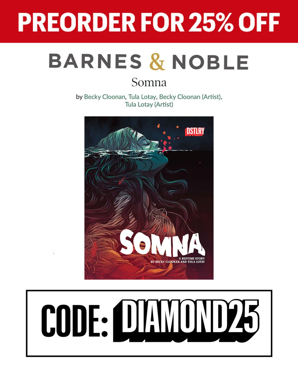 Saving yourself for the Hardcover of SOMNA? 👀
Preorder the SOMNA hardcover by @beckycloonan @tulalotay from @BNBuzz and get 25% off using the code DIAMOND25.
Releasing 7/17.
#BNBuzz