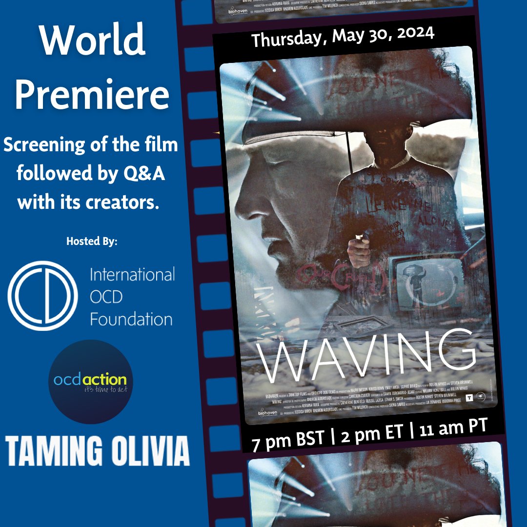 Join the IOCDF & @ocdaction for a special World Premiere of the award-winning short film 'Waving,' produced by @TankTopFilms, Grouchy Dog Productions, & @TamingOlivia. Watch a screening of the film followed by a Q&A with its creators, Thursday, May 30 at 2 pm EST.