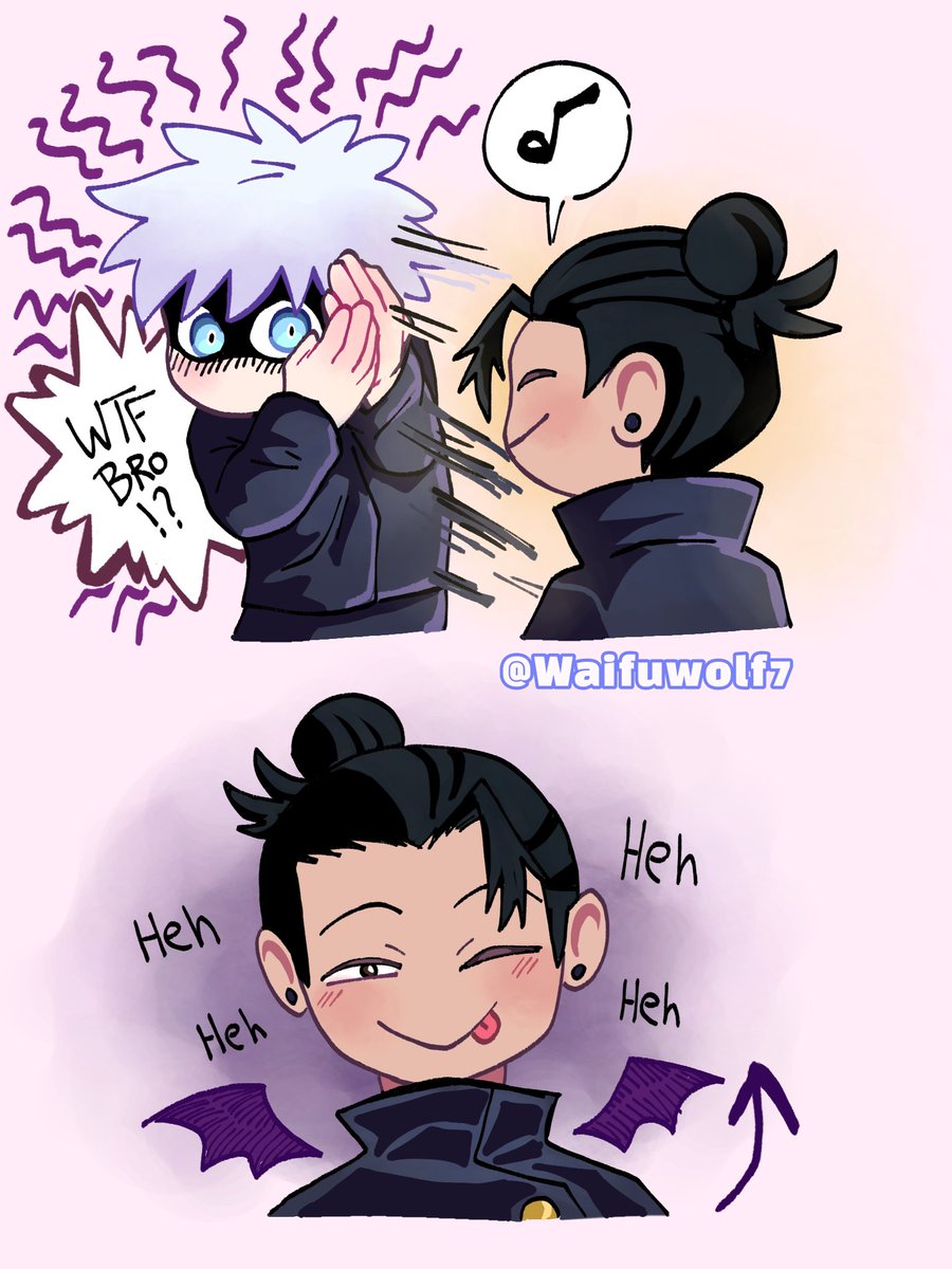 Waifuwolf7's tweet photo. Geto likes to tease Gojo
#satosugu #jjk https://t.co/OxOtkRtPLK