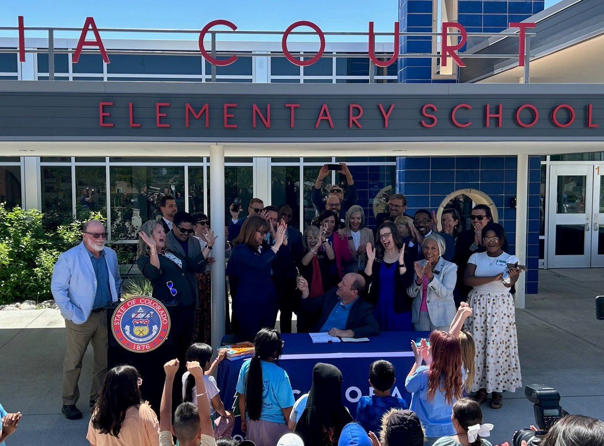 ColoradoStand's tweet photo. It’s official: we have a new school finance formula that centers students and equity in funding CO schools! 🙌👏 @GovofCO signed HB24-1448 into law today. #edcolo #coleg https://t.co/BDE16Mv2bY