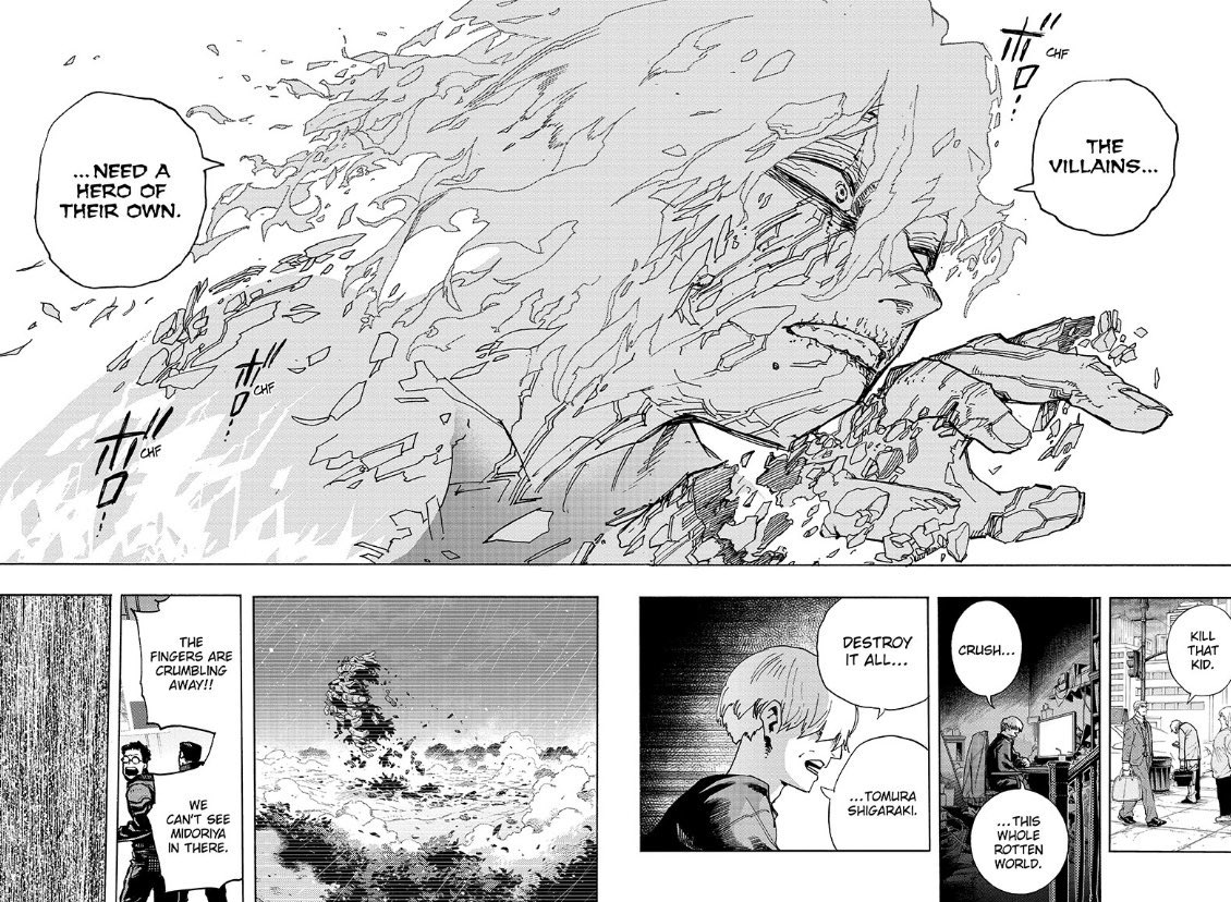 GGTheWebHead's tweet photo. This shigaraki panel still lives rent free in my head. Genuinely might be my favorite shiggy moment in the series https://t.co/Xrs2KtDdoh