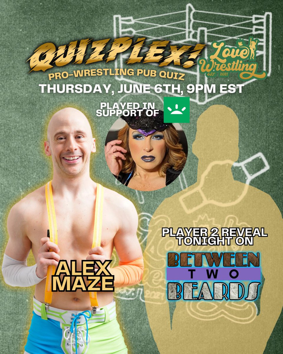 As you know, Quizplex has been postponed 2 weeks. BUT, we have an exciting name challenging Alex Maze

🤔 a 20+ year vet
🤔 had one of the most memorable CZW TOD matches ever
🤔 a former tag team partner of LuFisto!

Place your guess, and find out who it is tonight on @B2Beards!