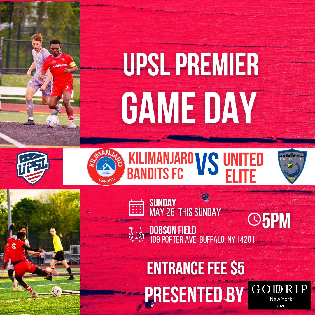 In our <a href="/UPSLsoccer/">UPSL</a> matchday 5 we welcome <a href="/KrajisnikFc/">KrajisnikFC</a> from Utica NY this Sunday May 26 5pm at Dobson field 
United Elite Krajisnik
📆 May 26
⏰ 5:00PM
📍 Dobson field 
109 Porter Ave, Buffalo, NY 14201