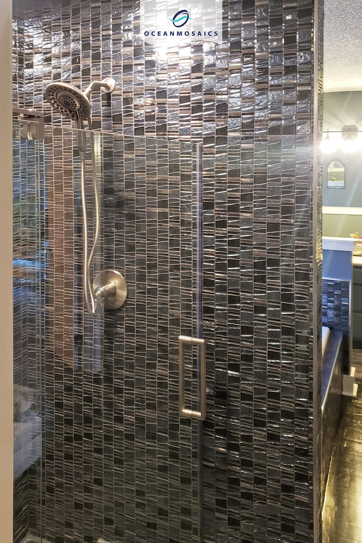 OceanMosaics's tweet photo. Captivating Kappa Quartz tile adds modern sophistication to a shower wall and adds a strong compliment to a black color palette. | black shower tile ideas | black shower bathroom | black shower tile https://t.co/BQJC9eSuUp https://t.co/zoyW8py9qT