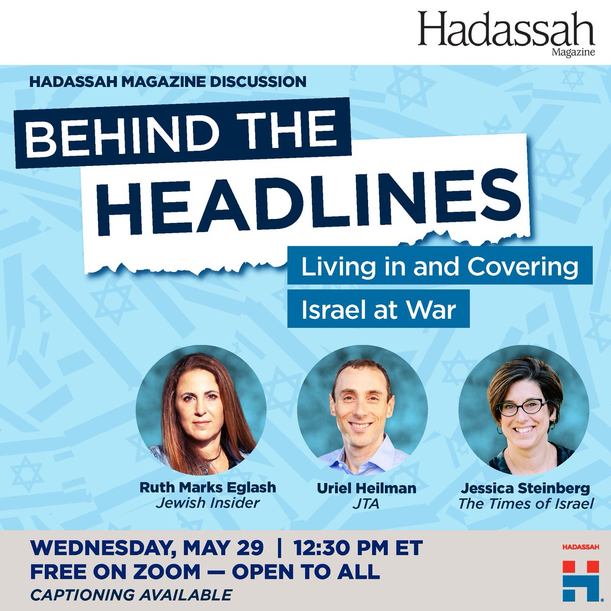 Some people read headlines about Israel. Others live them.

Join us next week as we host a virtual panel of top English-language journalists in Israel who, since October 7, have been reporting on the aftermath of the Hamas terror attacks.

Register ➡️ bit.ly/4dJguqu