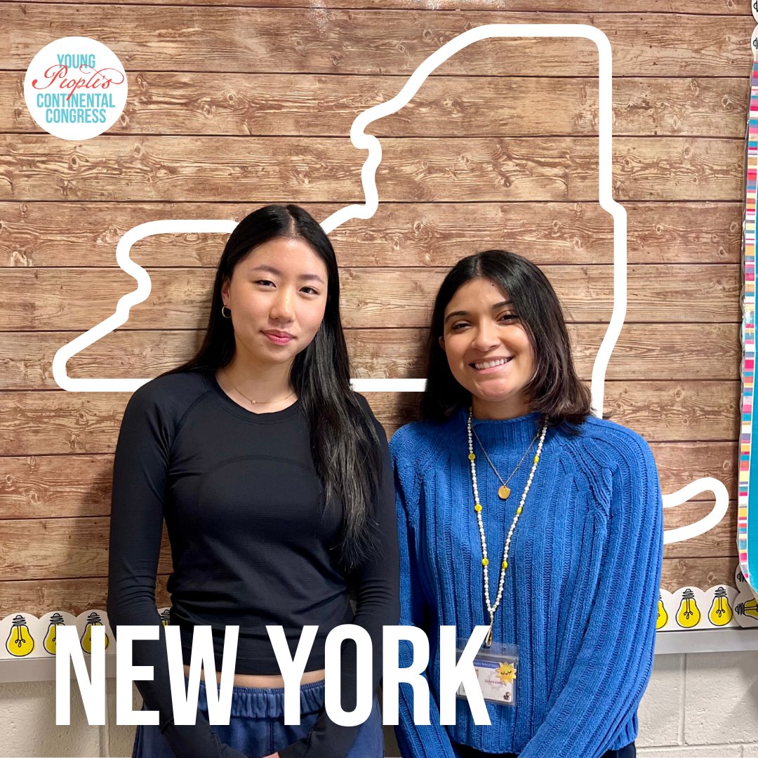 YPCCPhilly's tweet photo. 👋 Say hello to New York delegates, Ms. Sarah Espinal &amp; Madison Choi from Jericho High School. Join us in our mission to explore this exciting opportunity for students and teachers to learn more about America’s founding at @carpentershall this July. 

#CarpentersHall #FirstYo ... https://t.co/MfuOXx8WgI