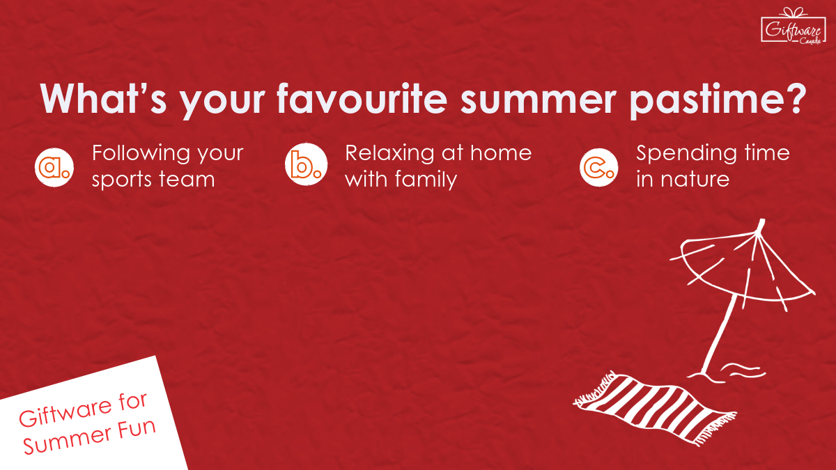 GiftwareCanada's tweet photo. ☀️ #Summer is coming up! What’s your favourite summer pastime! 

With everything from backpacks and games, to puzzles and sports memorabilia, https://t.co/OsGLln3btB has something to keep everyone entertained this summer.

#giftware #canada #giftwarecanada #quiztime #pastime https://t.co/F4yheOqLDG