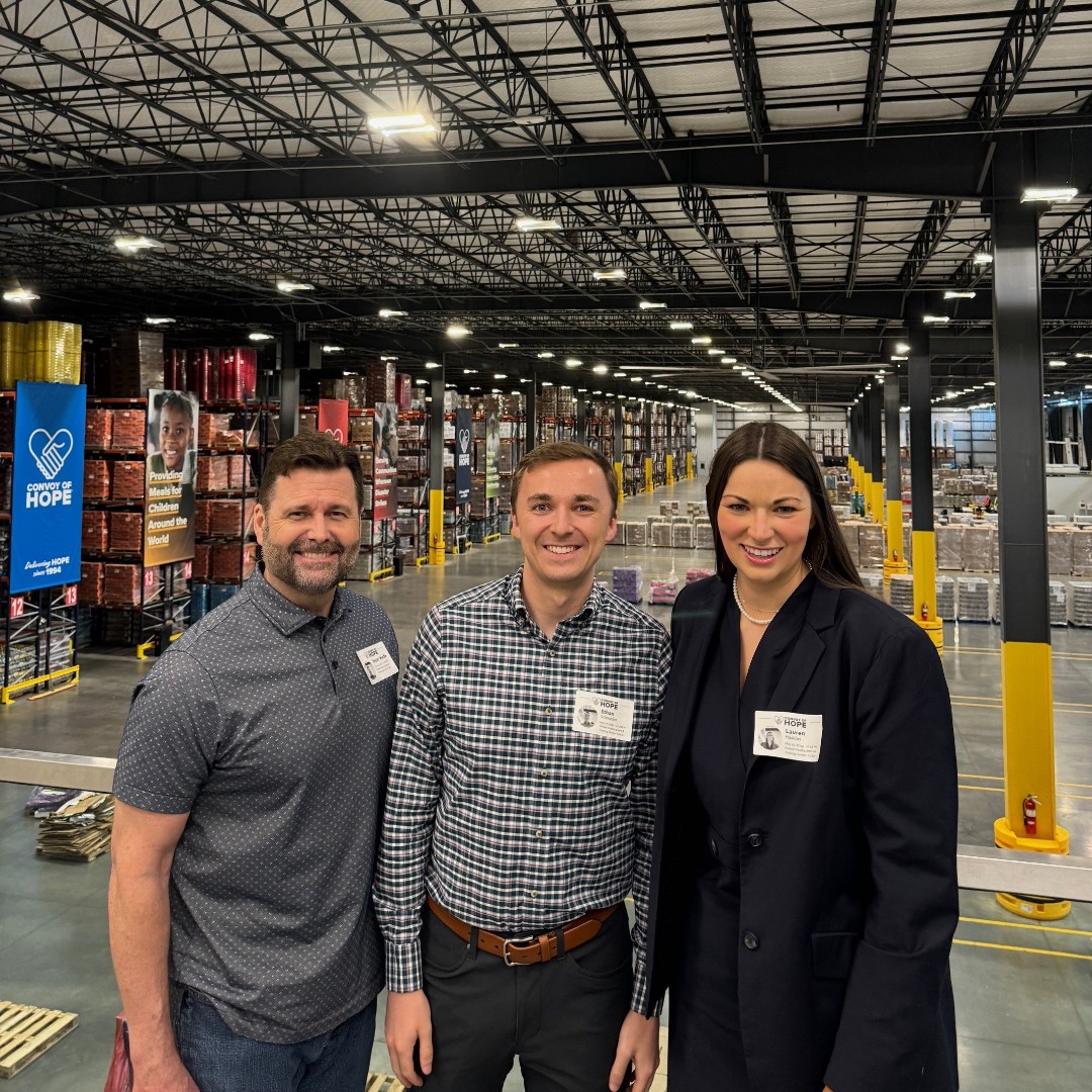 Springfield attorneys Bryan Wade, Ethan Schroeder, & Lauren Haskins enjoyed a tour of @ConvoyofHope's facilities. They learned about the their mission to address the root causes of poverty and hunger. We are excited to partner with Convoy of Hope in their work moving forward.