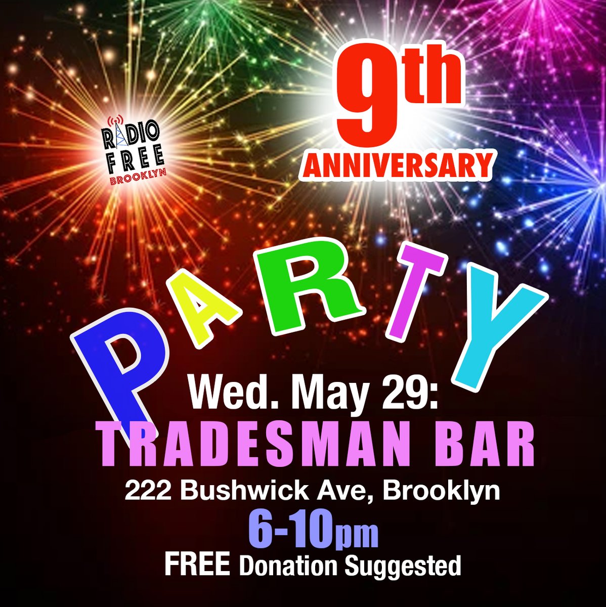 radiofreebk's tweet image. Come on out to help us celebrate NINE years of kick-ass community radio!! See you all there!! 

#Radio #Community #RadioFreeBrooklyn #RFB #Party #Anniversary #NineYears #Audio #Media #Bushwick @tradesmanbk @thetradesmanbar #Support
