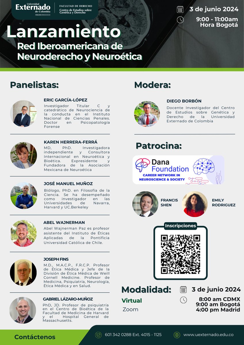 🚨 ¡Nos complace invitarles al evento de lanzamiento de la nueva Red Iberoamericana de Neuroderecho y Neuroética! Bienvenidos investigadores, estudiantes e interesados en estas disciplinas! Nos vemos el 3 de junio 9:00am hora Bogotá por Zoom: umn.zoom.us/meeting/regist…