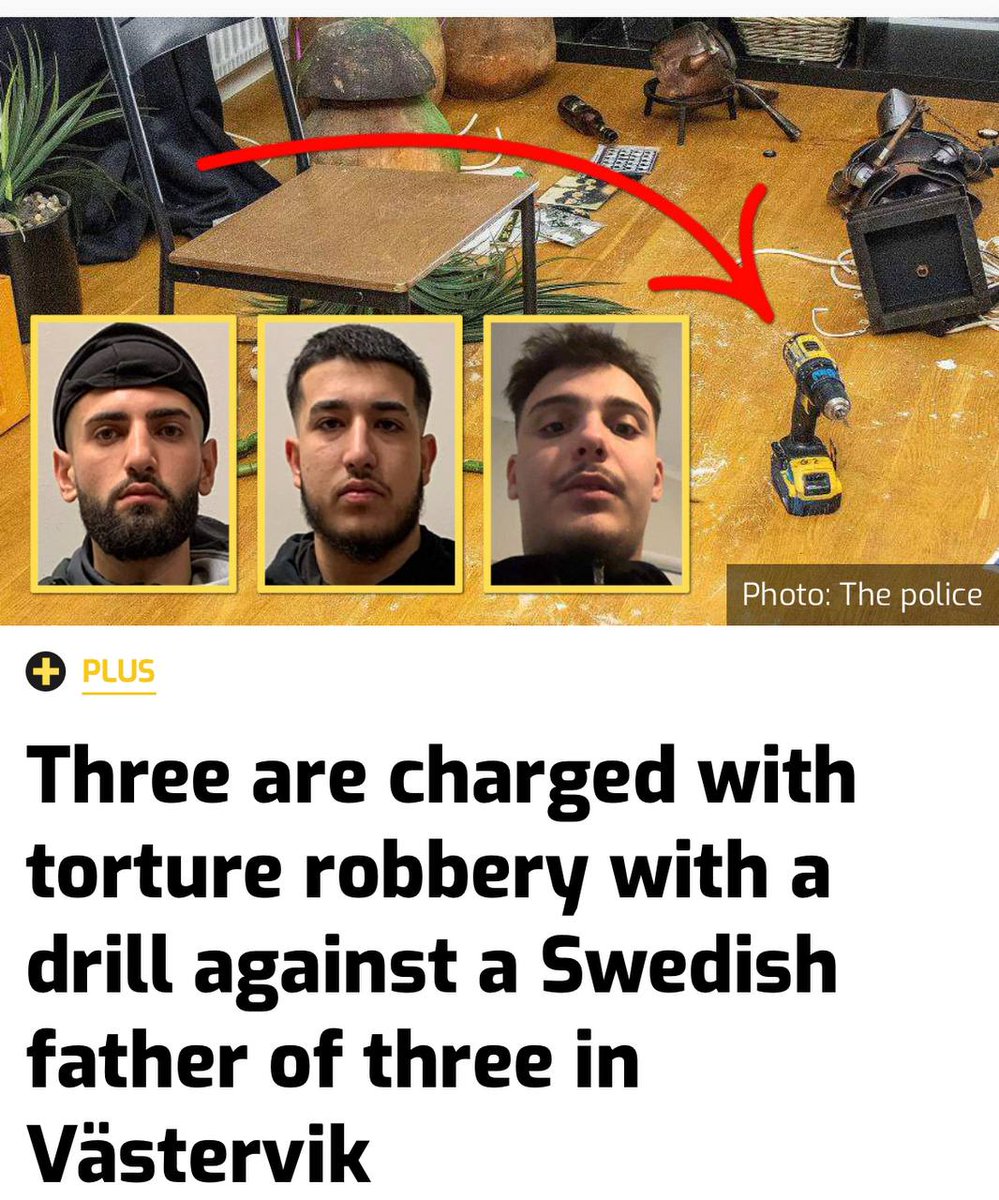 Suède :Lors d'un cambriolage, trois migrants syriens accusés de torture sur un Suédois 
Ils ont mis le feu à ses cheveux et à sa barbe après l'avoir frappé à la tête et aux testicules puis ils lui ont ensuite percé la jambe et versé du sel sur la plaie avant de le voler