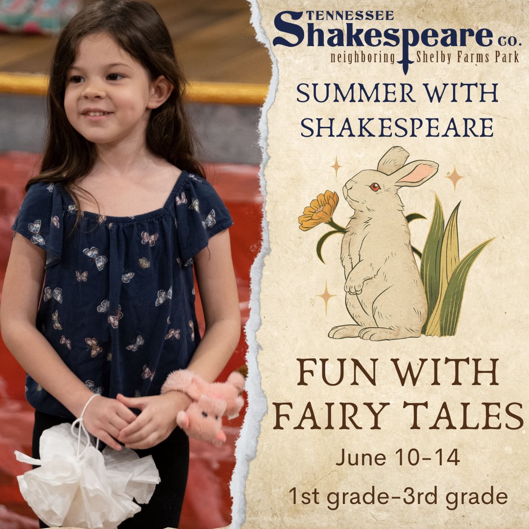 Your children can celebrate their favorite fairy tales through games, crafts, art projects, and stories while embracing movement and play during our FUN WITH FAIRY TALES Summer Camp! Campers can look forward to days of imagination & play. Register today! tnshakespeare.org/education/summ…