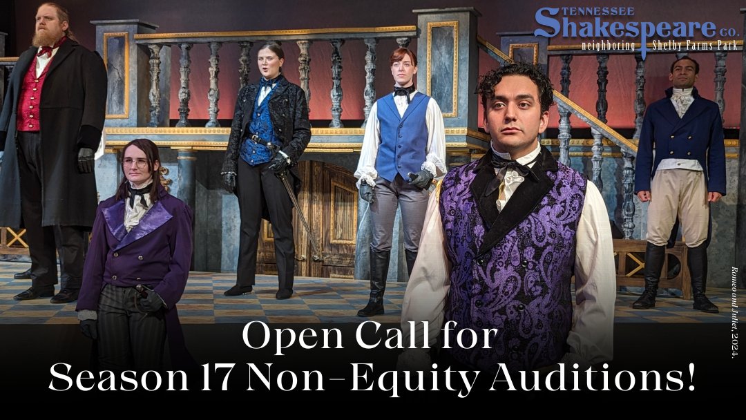 Reserve your 10-minute time slot for TSC’s Open Season Auditions and Interviews (Non-AEA) on July 13! Auditions and interviews will take place from 11:00 am - 1:00 pm (CDT) at TSC in Memphis. Find out more here: tnshakespeare.org/mission-and-vi…