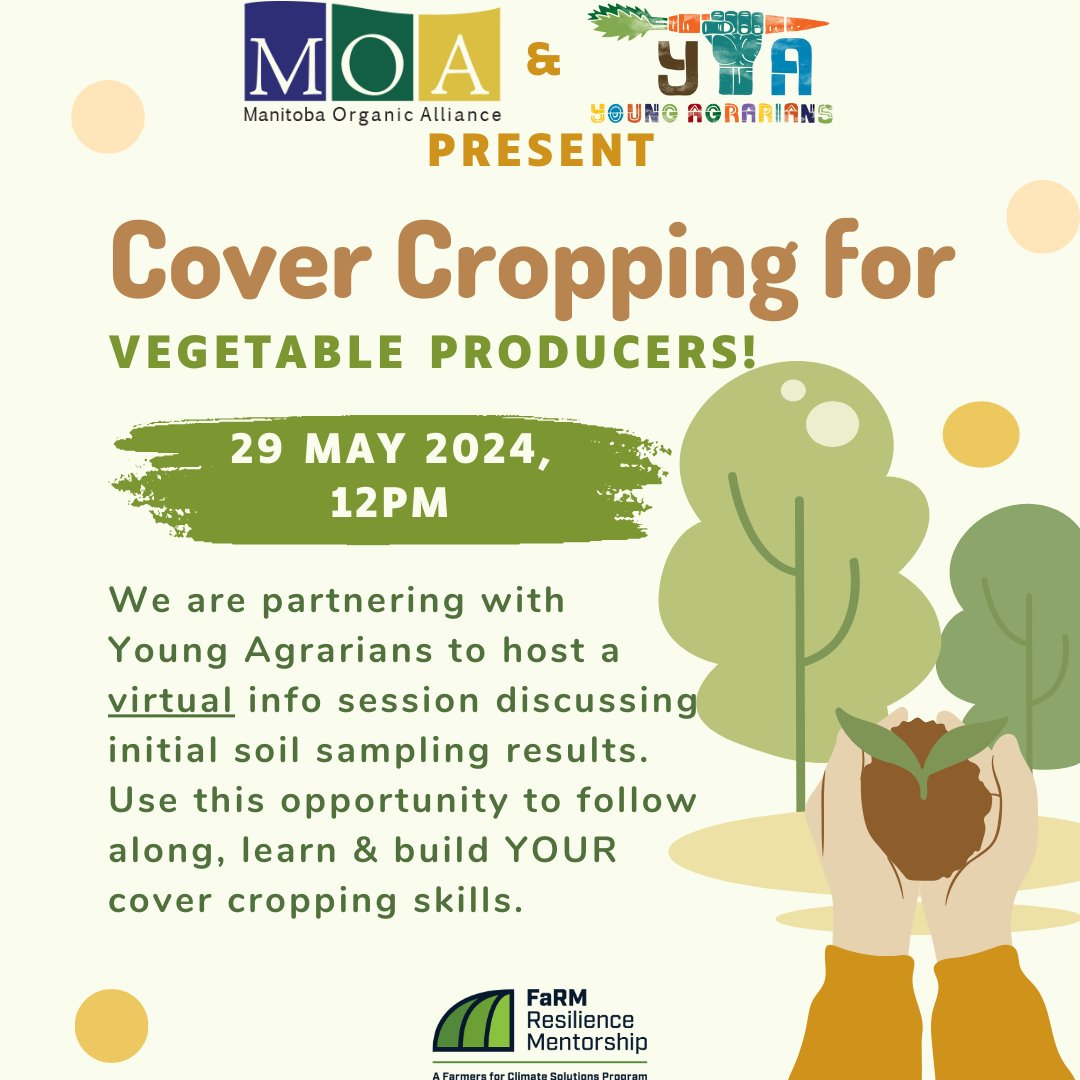 We're excited to announce our partnership with <a href="/youngagrarians/">Young Agrarians</a> for a virtual info session on initial soil sampling results! 
🌱Join us to enhance your cover cropping skills. Don't miss out!

Join Zoom Meeting: us02web.zoom.us/j/89682141690?… Meeting ID: 896 8214 1690
Passcode: 396644