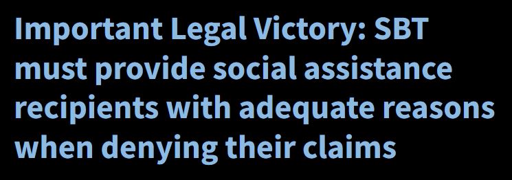 Ontario Divisional Court has ruled that the Social Benefits Tribunal’s (#SBT) practice of issuing “boilerplate” reasons when denying a reconsideration breaches procedural fairness & violates the individual's rights. #ONpoli #justice incomesecurity.org/important-lega…