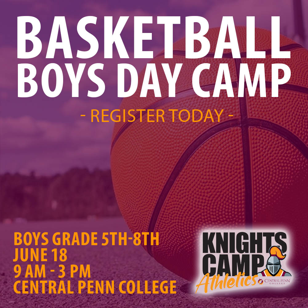 Calling all future ballers in grades 5-8! Sign up for Central Penn College's boys' basketball camp on June 18 from 9am-3pm. Learn from a collegiate athletes and coaches from a nationally recognized program! + a FREE t-shirt & snacks! Register here: bit.ly/4bSg7bs