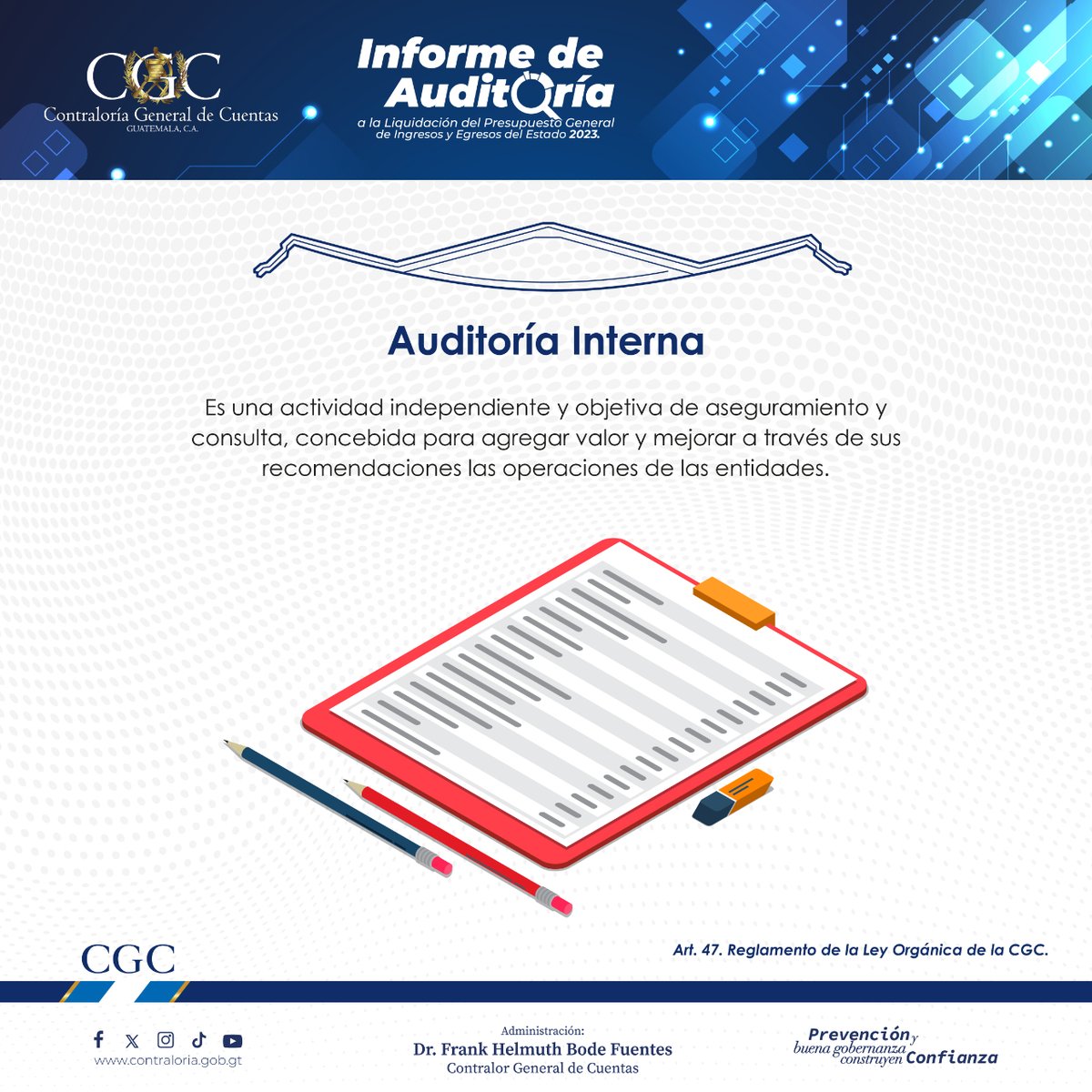 Contraloria_gt's tweet photo. 🔎📊 Tipos de Auditorías que realiza la Contraloría General de Cuentas, con base a la normativa vigente a nivel nacional e internacional. 

#CGC #ControlGubernamental #Fiscalización #Ejerciciofiscal2023 #InformeDeAuditoría #Auditorías #Hallazgos #Sanciones https://t.co/KMXEBdV5Dw