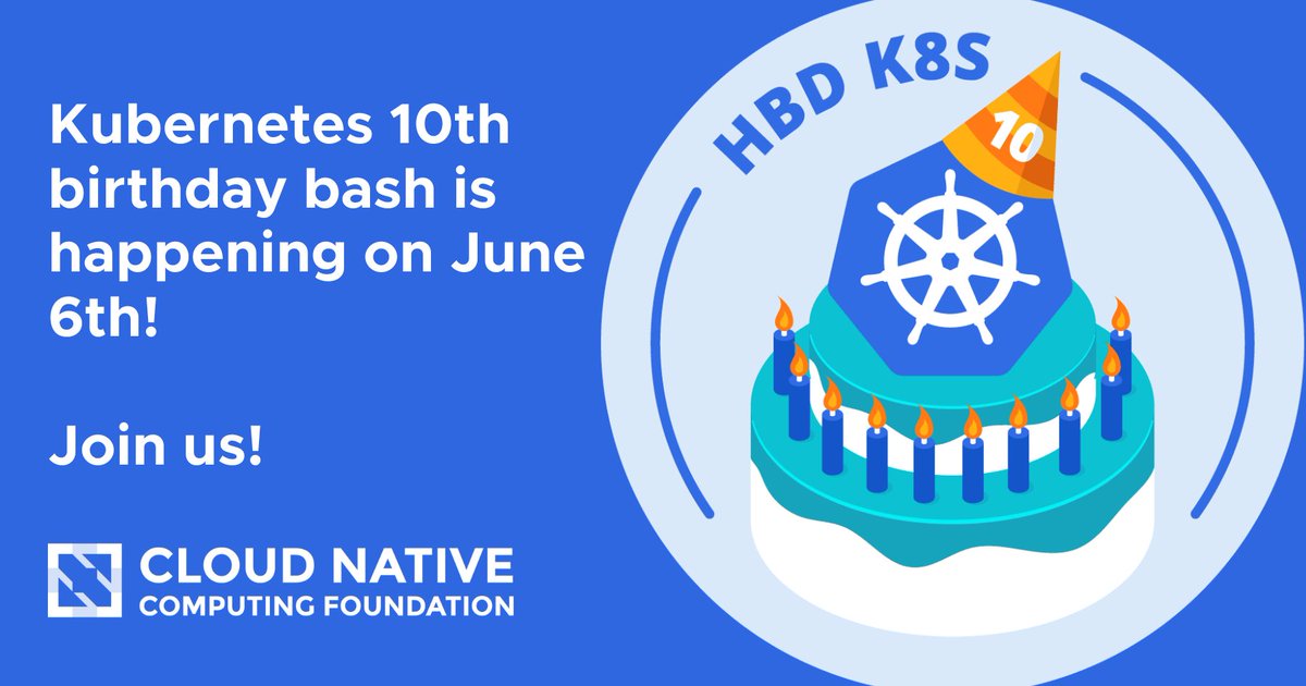 Just 2️⃣ weeks until the #KuberTENes Birthday Bash! 🎂 Join the party in Mountain View on June 6 for talks featuring @kelseyhightower, @GoldbergChen, @solomonstre + more, highlighting the contributors who helped make the project what it is! Register now: events.linuxfoundation.org/kuber10es-birt…