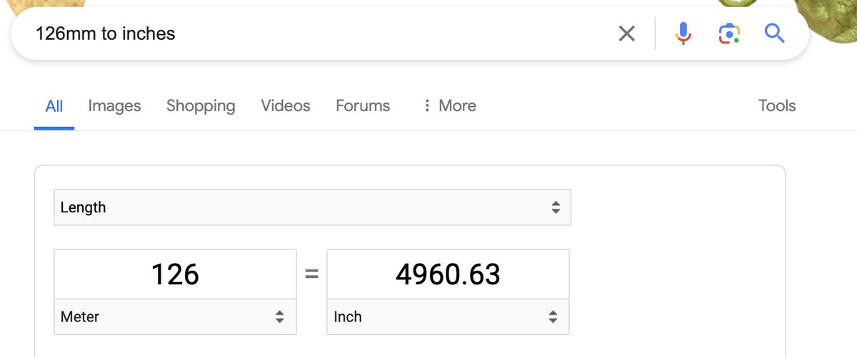 In a world of super smart AI Google still doesn't understand 'mm' is millimeter not meter lol