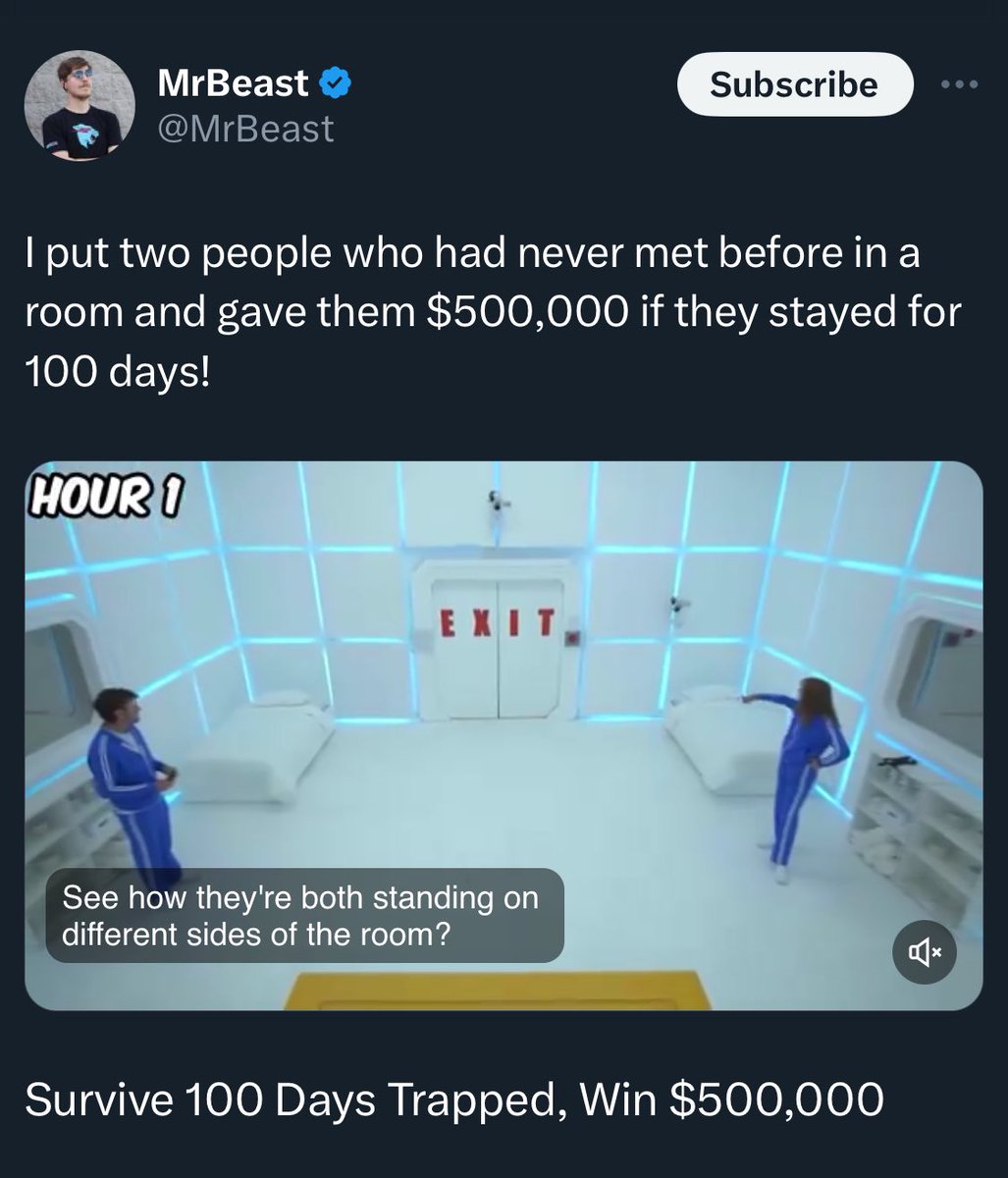 dude is like one low-engagement month away from doing squid games