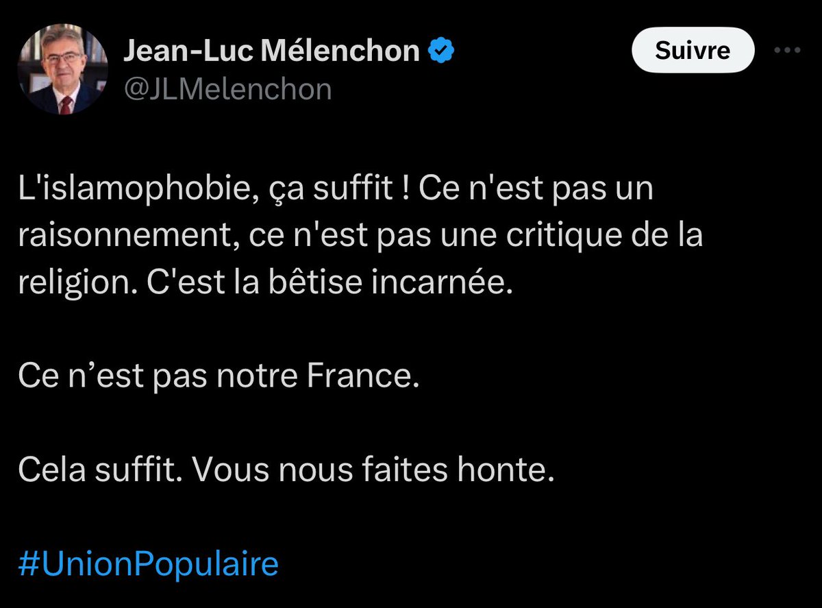 Charb disait qu'il préférerait ' mourir debout que vivre à genoux. ' Mélenchon a choisi l'inverse.