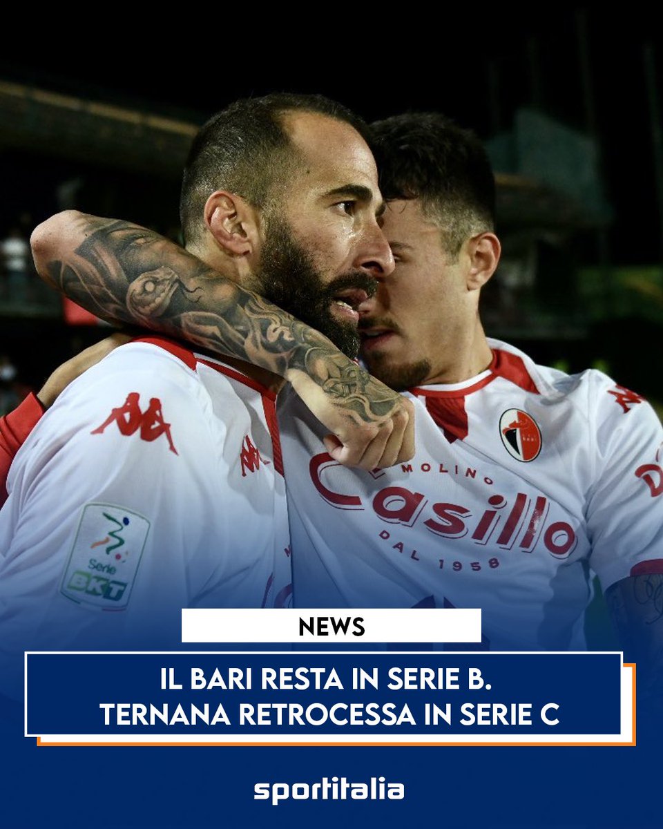 𝐈𝐥 #Bari 𝐯𝐢𝐧𝐜𝐞 𝐢𝐧 𝐜𝐚𝐬𝐚 𝐝𝐞𝐥𝐥𝐚 𝐓𝐞𝐫𝐧𝐚𝐧𝐚 𝐞 𝐫𝐞𝐬𝐭𝐚 𝐢𝐧 #SerieB 🔴⚪️ I Galletti sbancano il Liberati grazie a un netto 3-0 e conquistano la salvezza. La #Ternana retrocede in #SerieC ❌ #Sportitalia