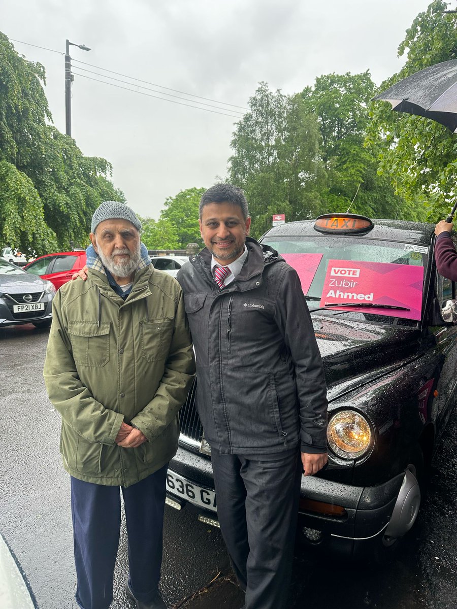 A perfect end to Day 1 of GE'24 with my dad and his taxi joining me on the campaign trail. Hard work, perseverance and humility. That's how we get the job done in the Ahmed family. #VoteScotLab24 Change 🌹✊