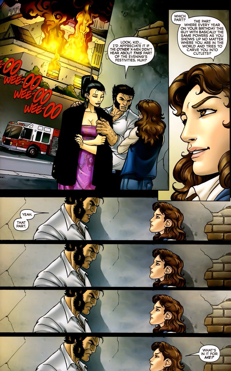 JackalsIII's tweet photo. #WolverineFirstClass 2
Kitty &amp; her dance class friends have Dazzler tickets, but no one to take them
This is during the phase where Kitty is shy around Kurt (which is sad)
Issue ends with Kitty defeating Sabretooth (its Logan's birthday) &amp; Logan driving her to the concert https://t.co/094Lv7OFLl