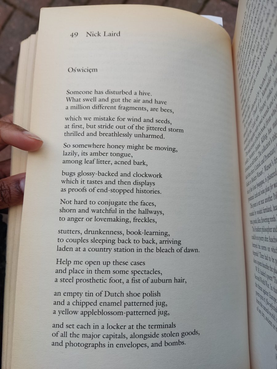 "not hard to conjugate the faces, shorn and watchful in the hallways,
to anger or lovemaking, freckles
stutters,
drunkenness,
book-learning to
couples sleeping back to back"

Nick Laird on his "Oświęcim"
ft. #PoematPoeVerse ✨