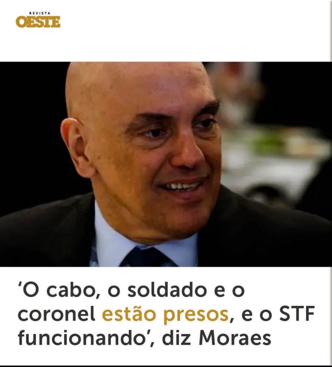 Diz o ditad0r sádic0 Alexandre de Moraes, que não consegue andar nas ruas em lugar nenhum do mundo.⬇️⬇️⬇️