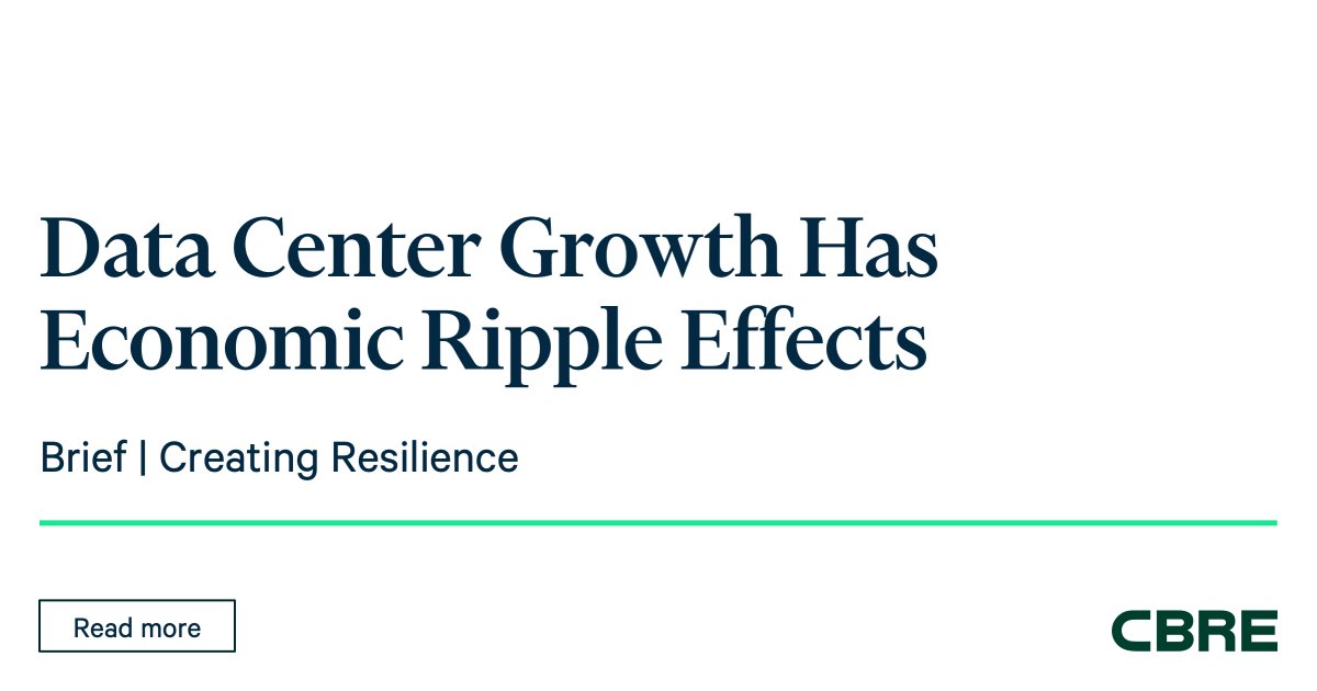 Data center development is generating significant local and state tax revenue, as well as broader economic growth. Find out which U.S. states are seeing notable job and revenue growth as a result: cbre.co/3wR6GKj