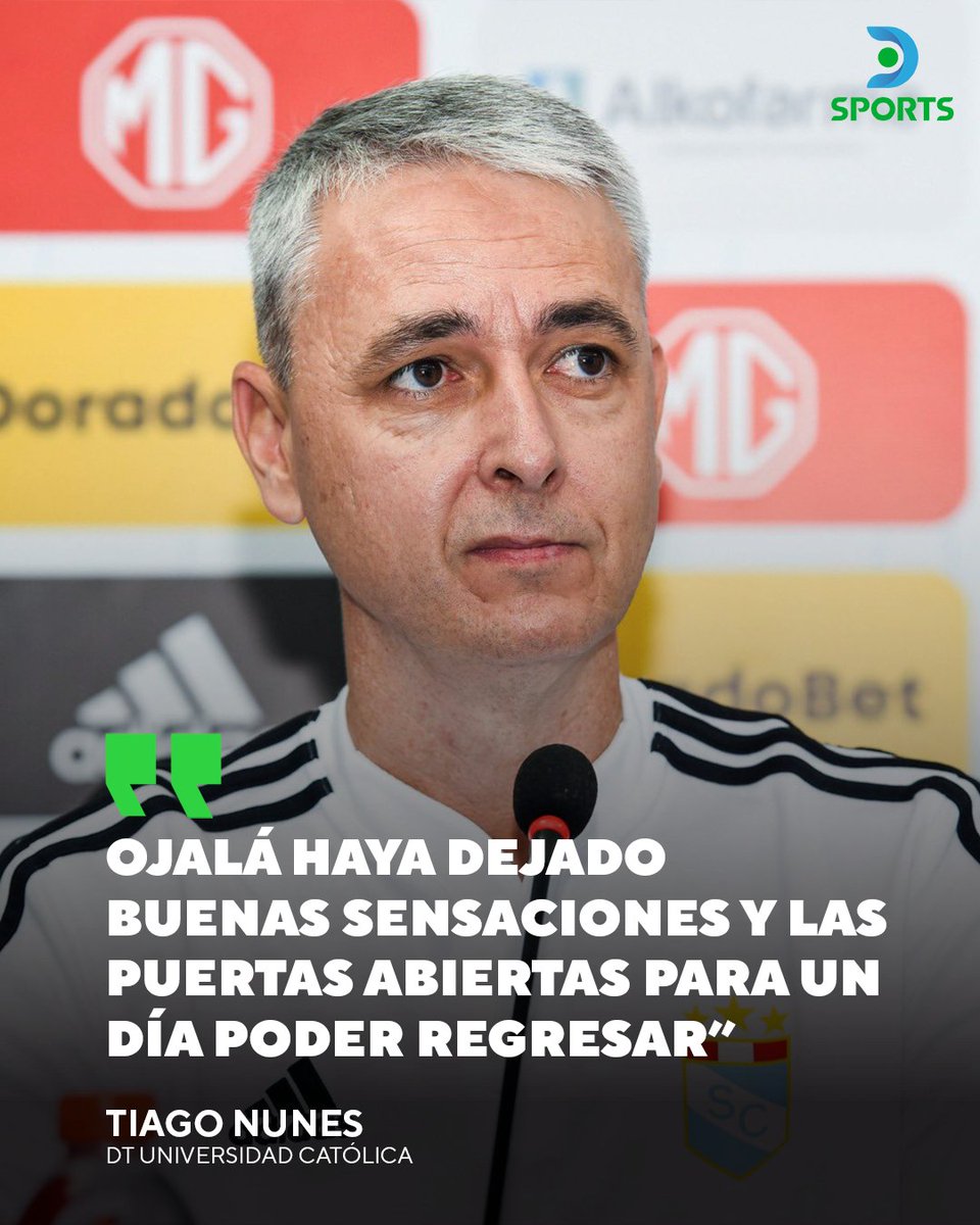 DSportsPE's tweet photo. "CREO QUE FUI MUY VALORADO POR EL CLUB" 🔝

▶️ Tiago Nunes, actual técnico de la Universidad Católica 🇨🇱, no descartó volver al Rímac para dirigir a Sporting Cristal 🇵🇪. https://t.co/AB2dvX7roe