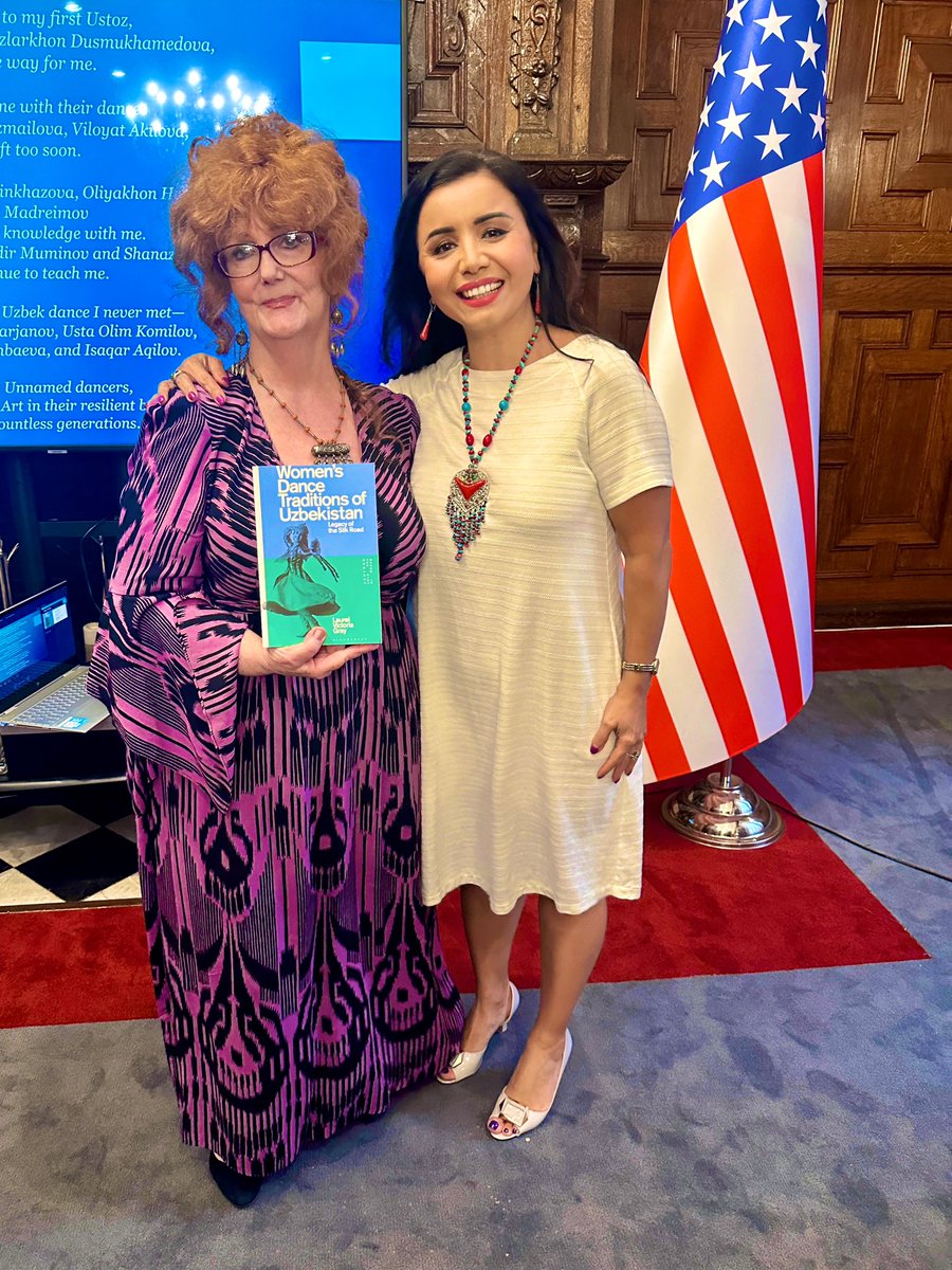 Laurel Victoria Gray, America’s Uzbek dancer and the founder of Silk Road Dance Company based in DC, has a book out about Uzbek women’s dance traditions (history & art). Gray has been working tirelessly with Central Asian classic choreographers and dancers since the 1980s. True