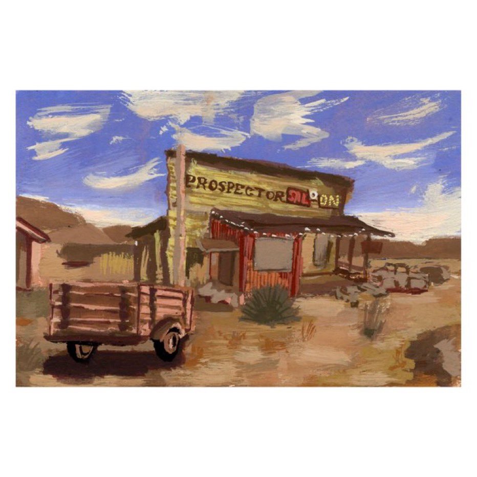 ArtistRyker's tweet photo. Here’s the first collection of Fallout: New Vegas landscape paintings curated together! This is a series that follows the couriers journey through the wasteland. https://t.co/upeEHjNPKP