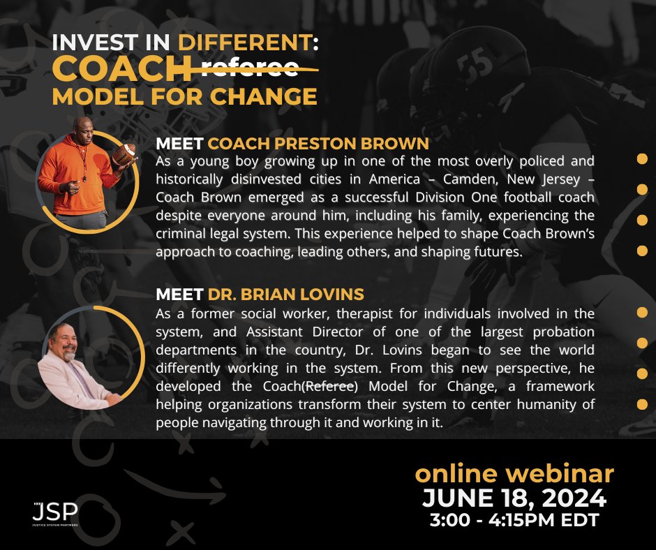 Participate in a unique webinar featuring Coach Preston Brown and Dr. Brian Lovins. They’ll both explore the importance of a coaching perspective in reshaping &amp; transforming lives. They’ll make the case investing in something different. Register now! ➡  bit.ly/3WOE0MF